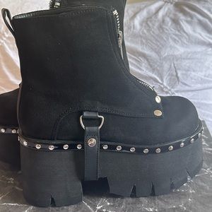 Demonia Black Vegan Suede Boots